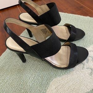Anne Klein Flex Black Sling Back Heeled Sandals Size 9